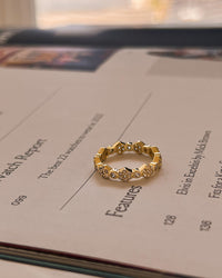 Hex Pave Disc Ring- Gold view 2