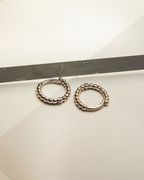 Mini Continuous Beaded Huggies- Silver | Luv Aj