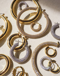 Pave Baby Amalfi Hoops- Gold View 11