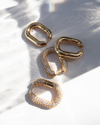 XL Pave Chain Link Hoops- Gold View 4