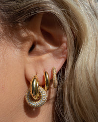 Pave Interlock Hoops- Gold View 7