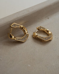Pave Cuban Link Hoops- Gold (Ships Early June) View 4