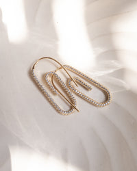 Pave Paper Clip Earrings- Gold View 3