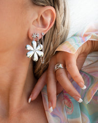 Daisy Statement Earring- Silver View 4