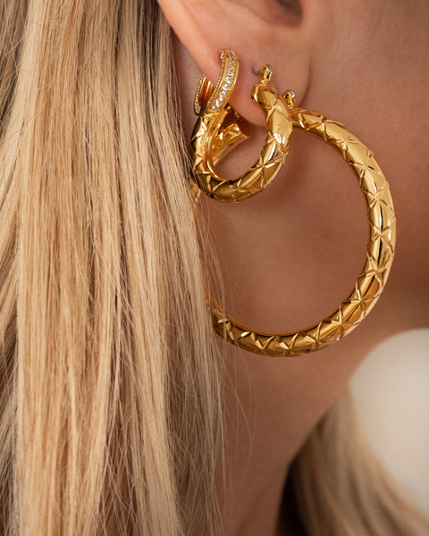 Quilted Amalfi Hoops Gold Luv Aj
