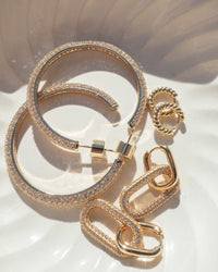 Pave Simone Loop Hoops- Gold View 10