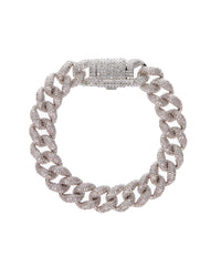 Pave Cuban Link Bracelet- Silver View 1