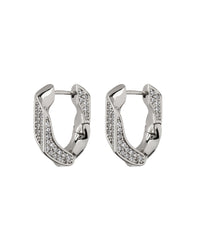 Pave Cuban Link Hoops- Silver View 1