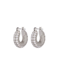Pave Giselle Hoops- Silver