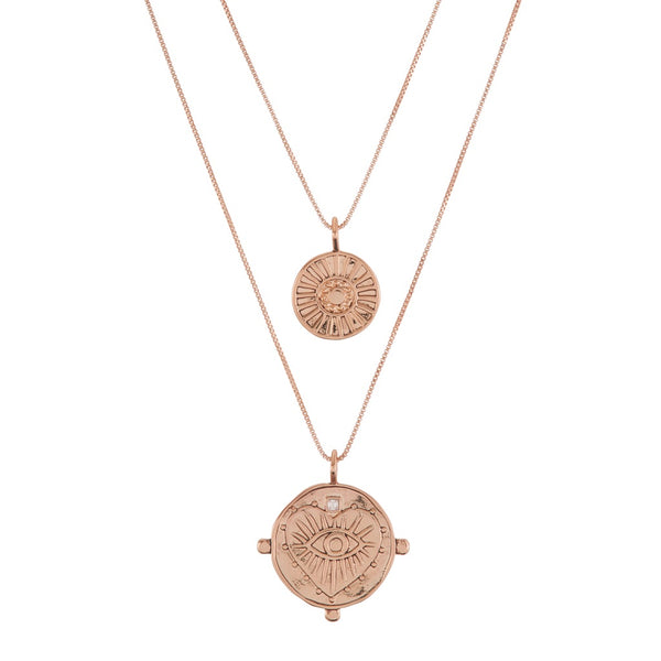 Double coin necklace rose gold outlet