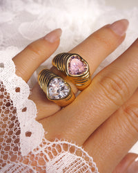 BFF Ring Set- Silver/Clear and Pink View 4