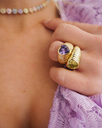 BFF Ring Set- Silver/Purple and Green view 2