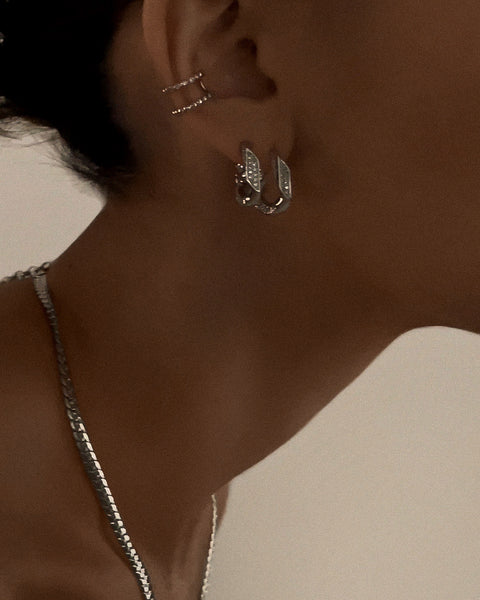 Cuban link hoop discount earrings
