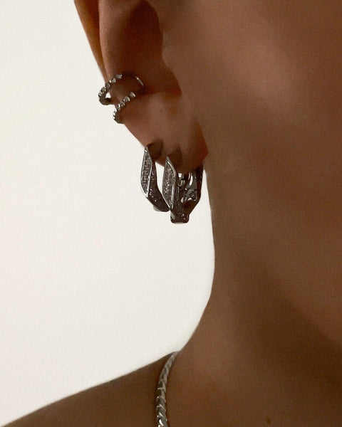Pave Cuban Link Hoops Silver Luv Aj