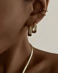 Pave Cuban Link Hoops- Gold View 5