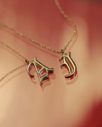 The Initial Charm Necklace [Old English] View 2