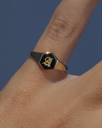 Hexagon Signet Ring [Old English] View 4