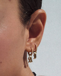 The Pave Metal Hoops with Initial Charms [Old English] view 2