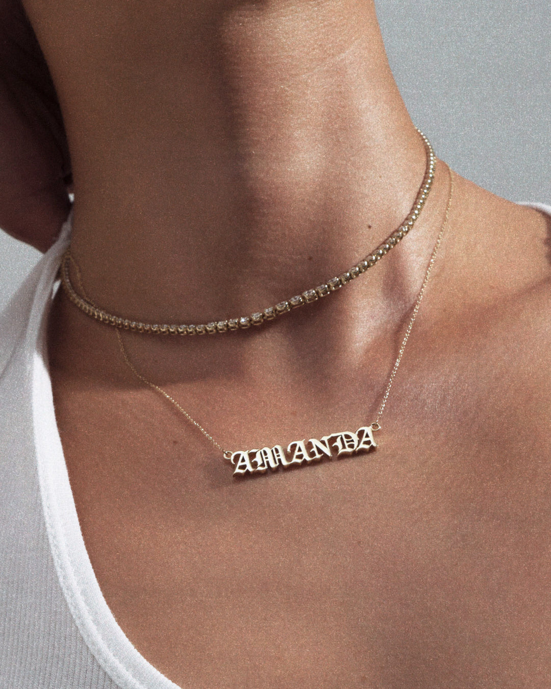 【HYERES LOR】Name gold chain necklace Womens Custom Gold Name Necklace with Hearts | Gold Presidents