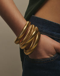 Flex Snake Chain Bracelet- Set of 3 (12mm wide)- Gold View 3