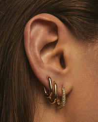 Pave Chain Link Huggies- Gold View 8