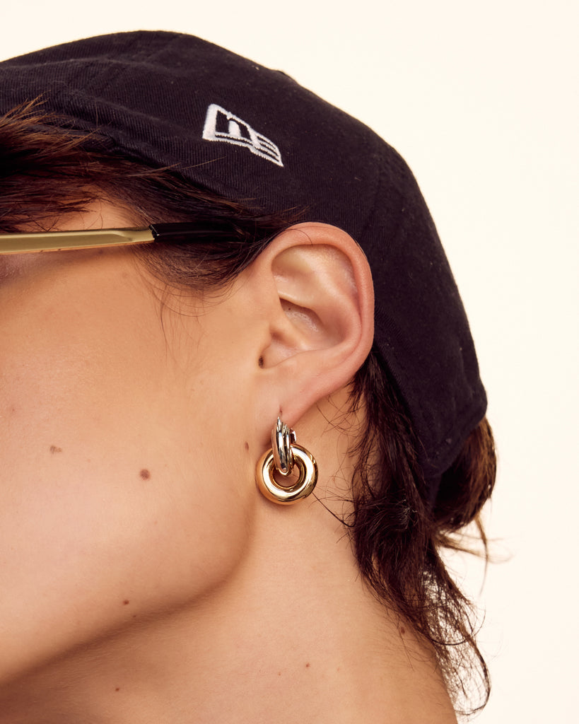 Two-Tone Interlock Hoops | Luv Aj