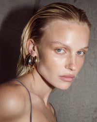 Luv Aj Chrome Orb Hoops on Model View 3