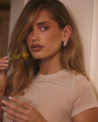 The Pave Georgia Ridged Hoops- Silver view 2