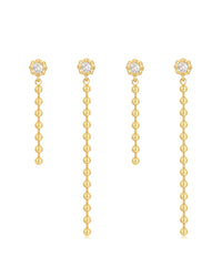 Ball Chain Drop Earring Set- Gold View 1