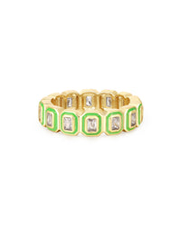 Bezel Ballier Ring- Bright Green- Gold View 1