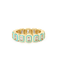 Bezel Ballier Ring- Turquoise- Gold View 1