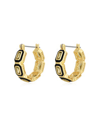 Bezel Emerald Ballier Hoops- Black- Gold View 1