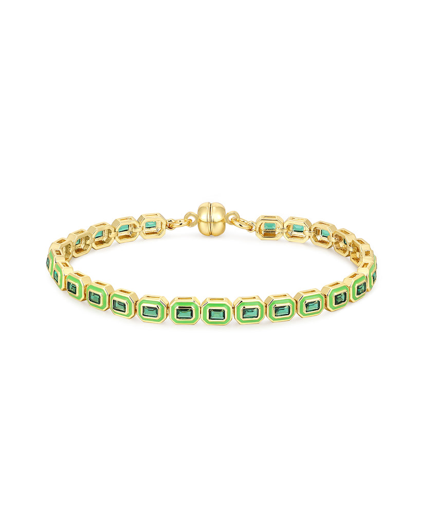 Bezel Emerald Ballier Tennis Bracelet Bright Green Gold Luv Aj