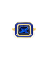 Bezel Statement Ring- Navy- Gold