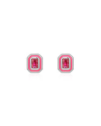 Bezel Studs- Hot Pink- Silver View 1