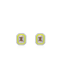 Bezel Studs- Neon Yellow- Silver View 1