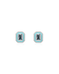 Bezel Studs- Turquoise- Silver View 1