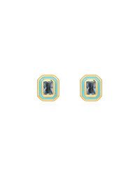 Bezel Studs- Turquoise- Gold View 1