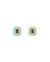 Bezel Studs- Turquoise- Gold