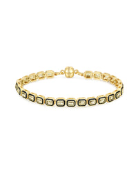 Bezel Emerald Ballier Tennis Bracelet- Black- Gold View 1