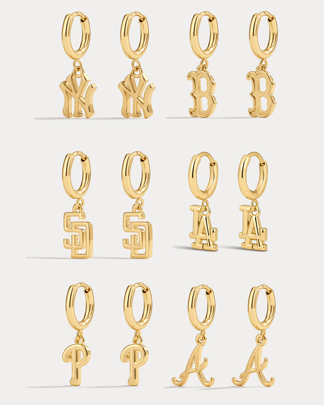 The MLB Logo Charm Hoops from Luv AJ | Luv Aj