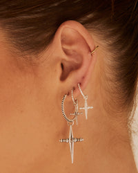 Mini Cross Hoops- Silver (Ships Mid December) View 6