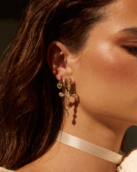 Bezel Stone Cross Studs- Gold view 2
