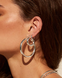 Baby Amalfi Tube Hoops- Silver View 4