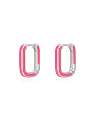 Chain Link Huggies- Hot Pink- Silver View 1