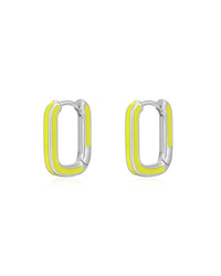 Chain Link Huggies- Neon Yellow- Silver