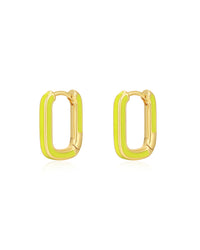 Chain Link Huggies- Neon Yellow- Gold View 1