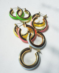 Stripe Baby Amalfi Hoops- Hot Pink- Gold View 3