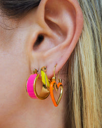 Mini Heartbreaker Hoops- Neon Orange- Gold View 3