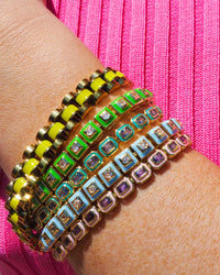 Bezel Emerald Ballier Tennis Bracelet-Turquoise- Silver View 3